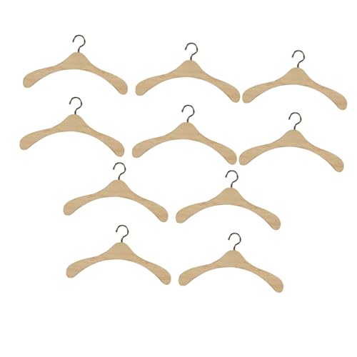 BESPORTBLE 10Pcs Tiny Doll Clothes Hangers Wooden Garment Rack for Doll Outfits Smooth Surface Design for Doll Closet and Nursery Decor Keeps Clothing Neat and Tidy