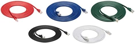 Amazon Basics Snagless RJ45 Cat-6 Ethernet Patch Internet Cable - 10-Foot, Black/Red/Blue/White/Green, 5-Pack