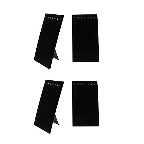 Prolinemax 4 Pc 7-1/2''W x 14''H Black Velvet 7 Hook Easel Stand Necklace Chain Jewelry Display
