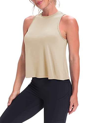 Image of Mippo Crop Tops for Women Womens Workout Tops Flowy Cropped Tank Tops Athletic Shirts
