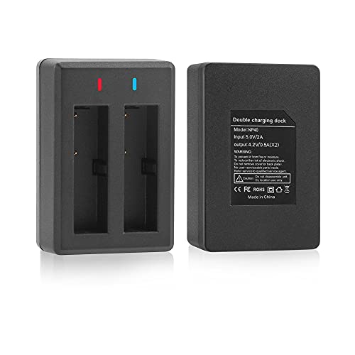Image of NP-40 Battery Pack, 1500mAh Rechargeable Battery(3-Pack) with USB Dual Charger for Video Camera Camcorders Compatible with Casio NP-40 (Not for Fujifilm NP40)