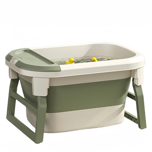 chengshuang折り畳み浴槽 浴槽 バスタブ ベビーバス 組立不要 ポータブルバスタブ 折りたたみ浴槽 風呂桶 SPA プール 温度計搭載簡易浴槽 収納便利 持ち運び 断熱性 耐久性 浸漬式 キャンプ 子供 大人 キッズ 家庭用 (温度センサーなし,