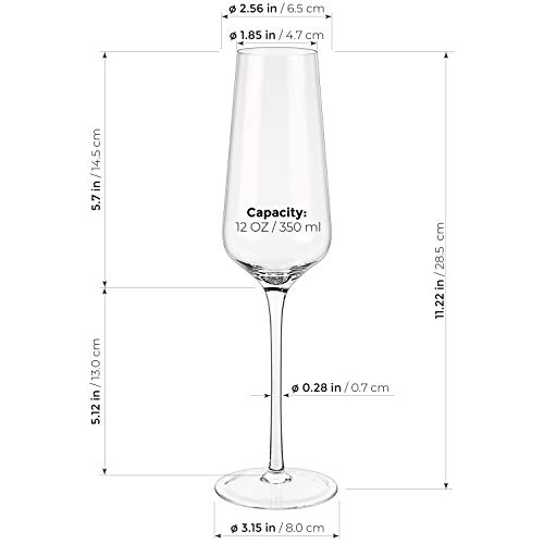 Luxbe - Champagne Crystal Flutes Glasses, Set Of 4 - Modern Elegant Sparking Wine Glasses, Hand Blown - Good For Wedding, Anniversary, Christmas - 12Oz / 350Ml #TOP3
