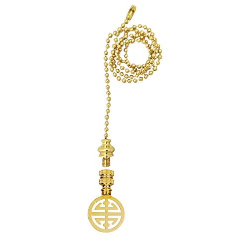 Image of Royal Designs, Inc. Oriental Happiness Symbol Finial with Fan Pull Chain, Polished Brass - Pack of 1