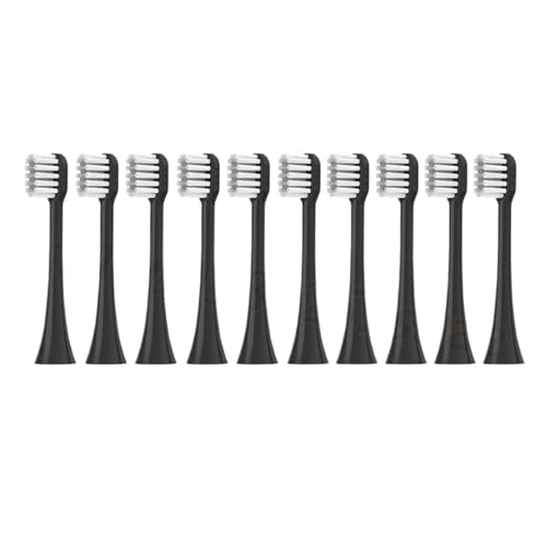 Replacement Brush Heads, Compatible For T3/T5/T6/T10/T10S/T20 Electric Toothbrush Soft Bristle Nozzles(10PCS Black)