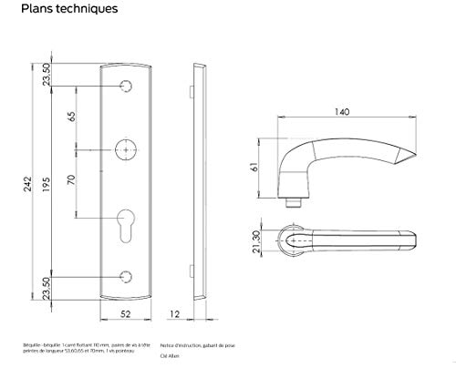 Bricard 9920131 Door Handles Shielded on Plate EMUST Gold, Alu Brossé Or - Image 2