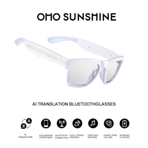 Image of OhO sunshine AI Smart Glasses for Men & Women, Bluetooth Smart Sunglasses with Open Ear Audio & ChatGPT Real-Time Translation (165 Languages), Smart AI Glasses with 10H for Meeting Travel Daily Wear