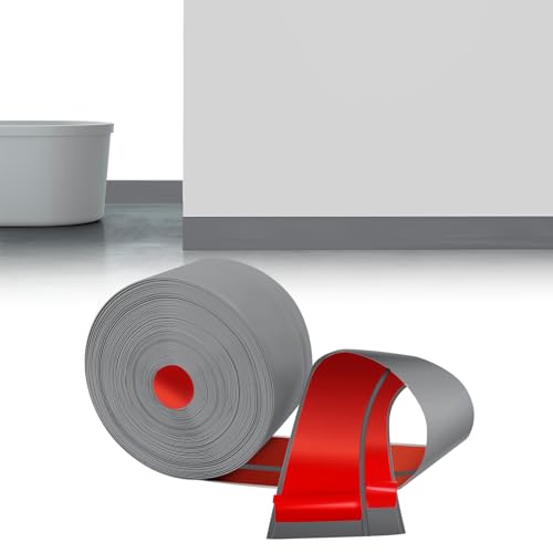 LIHIQIYA Rodapiés Flexible Autoadhesivo, 6M Rodapie PVC Adhesivo, Zocalos Autoadhesivos, Embellecedor Encimera Cocina, Rodapié Plegable Cinta para Cocina Baño, Zocalo de Cocina, Gris, 50x20mm
