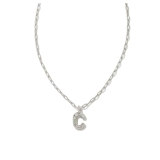 Kendra Scott Crystal Letter C Short Pendant Necklace, Rhodium-Plated Brass, Fashion Jewelry for Women