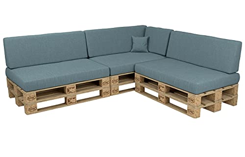 POKAR Set de 8 Coussins pour Palette 3X Assise 3X Dossier 1x Latéral 1x Déco | Coussins pour Canapé de Jardin | Housses Amovibles | Intérieur et Extérieur | Made in...