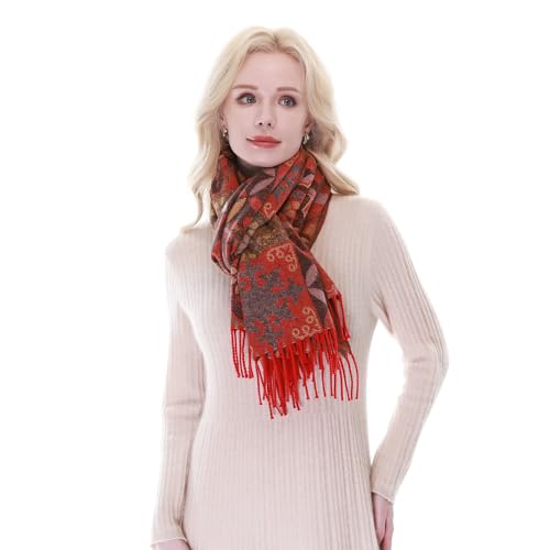RIIQIICHY Reversible Pashmina Scarf for Women Jacquard Shawl Wrap Scarves4