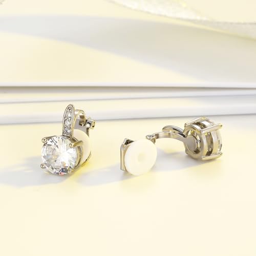Selovo EH232TG Clip On Stud Earrings 8Mm Cubic Zirconia thumb #5