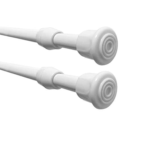 2 Pack Spring Tension Curtain Rods 18 to 28 inches Adjustable,Small Short Kitchen Curtains Rod,No Drilling,No Screws for Windows,Doorway,Bathroom White