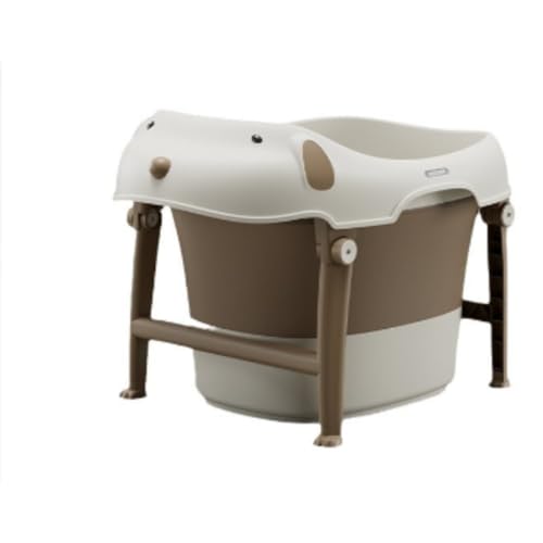 ポータブルバスタブ 折りたたみ浴槽 幼児用バスタブ、新生児用バスタブ、幼児用家庭用、持ち運び簡単、収納簡単、大容量、ダブル温度ロック、取り外し可能なバススツール 保温、耐久性、浸漬タイプ (ブラウン)