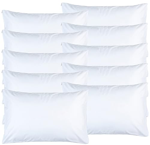 Sirenpho Pack of 10 Pillow Protector Zippered Covers 50x75cm, Anti Dust Mite, Anti-Allergy Hotel Quality Plain Pillow Case