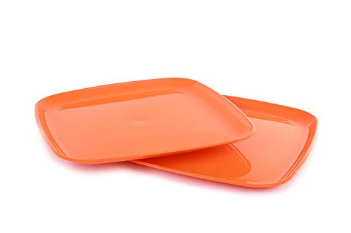 Mintra Home Reusable Plastic Plates (Orange, Square Serving Plate 2pk (14in))