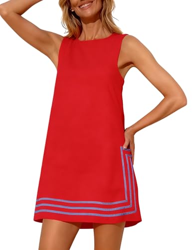 Freyhem Womens Summer Boho A-Line Mini Dress Sleeveless Sundress Color