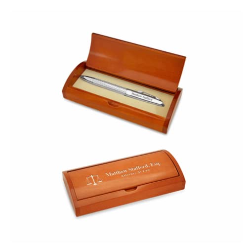 Executive Gift Shoppe | Diamond Cut Personalized Ballpoint Pen with Wood Box for Lawyers with Custom Engraving
