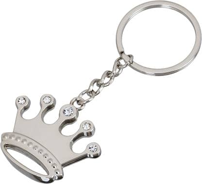 AUGEN Crown Stainless Steel Keychain Metal For Gifting With Key Ring Anti-Rust (Pack Of 1)-image-4