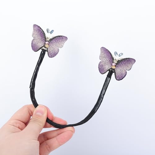 4 Pcs Flower Hair Bun Maker Elegant Lazy Hair Curler Rhinestone Hand-Embroidered French Butterfly Twist Scrunchies Hairstyle Shaper Accessories Sparkly Ball Clip for Women Long Hair