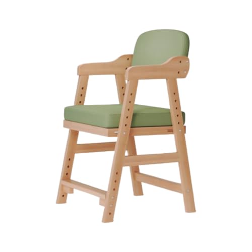 LPYROSE 子供用 学習ハイチェア 高さ調節可能 足置き付き 頑丈デザイン デスクチェア キッズチェア 小学生向け 天然木風 (グリーン)