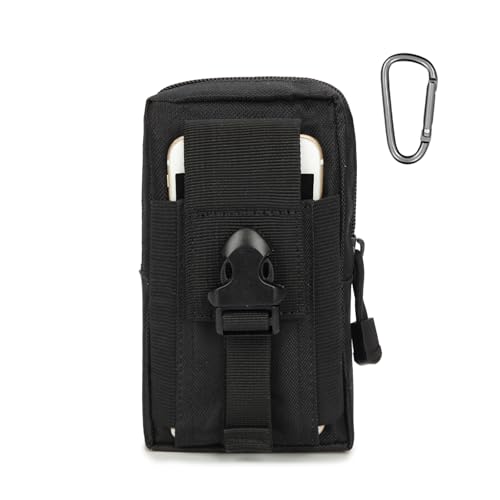 Bolsa Cintura Táctica de Nylon, Pequeña Riñonera Militar para Cinturón para Móvil y Herramientas, Bolso Multiusos para Deportes Aire Libre y Senderismo con Mosquetón.