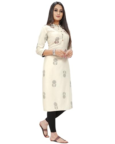 Image of Rajnandini Women's Pure Cotton Relaxed Fit A Line Jaipuri Printed A-Line Kurti (Joplvl116-P)