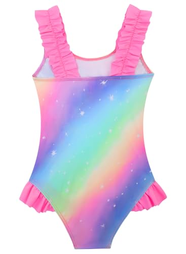 Image of XiaoMoSha Girls One Piece Swimsuit Ruffled Straps Bathing Suits Summer Swim Suit Quick Dry Beach Swimwear for Kids 3-10 Years