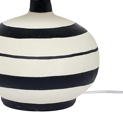 Black Striped Papier Mache Table Lamp for Tov Furniture Fans