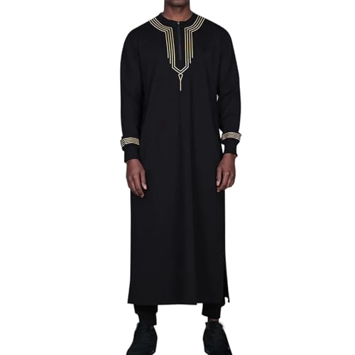 Caftan Hommes Musulman Imprimé col tunisien ample grande taille