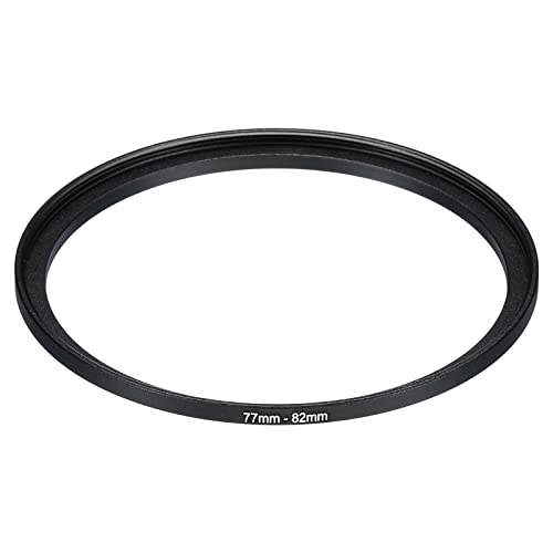 PATIKIL 77mm-82mm Metal Step Up Ring, Camera Lens Filter Adapter Ring Aluminum Filter Adapter Ring for Camera Lenses Hood, Black