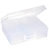OMNISAFE Estojos de armazenamento de fotos 10 x 15 cm, 16 recipientes internos de armazenamento de plástico, caixa sem ácido para fotos, artesanato, scrapbooking, guarda fotos com alça