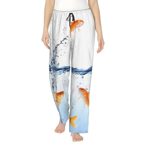 Pantalon de pyjama doux imprimé poisson avec poches latérales confort