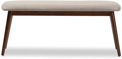 Miniatura 11 de Baxton Studio Flora II Mid-Century - Banco de comedor de madera con acabado de roble medio, tapizado de tela gris oscuro Gris oscuro,Gris