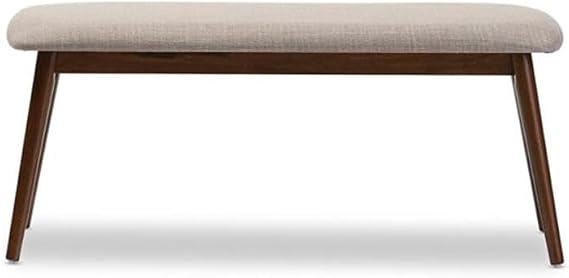 Baxton Studio Flora Mid-Century Modern Light Grey Fabric and Oak Medium Brown Finishing Wood Dining Bench