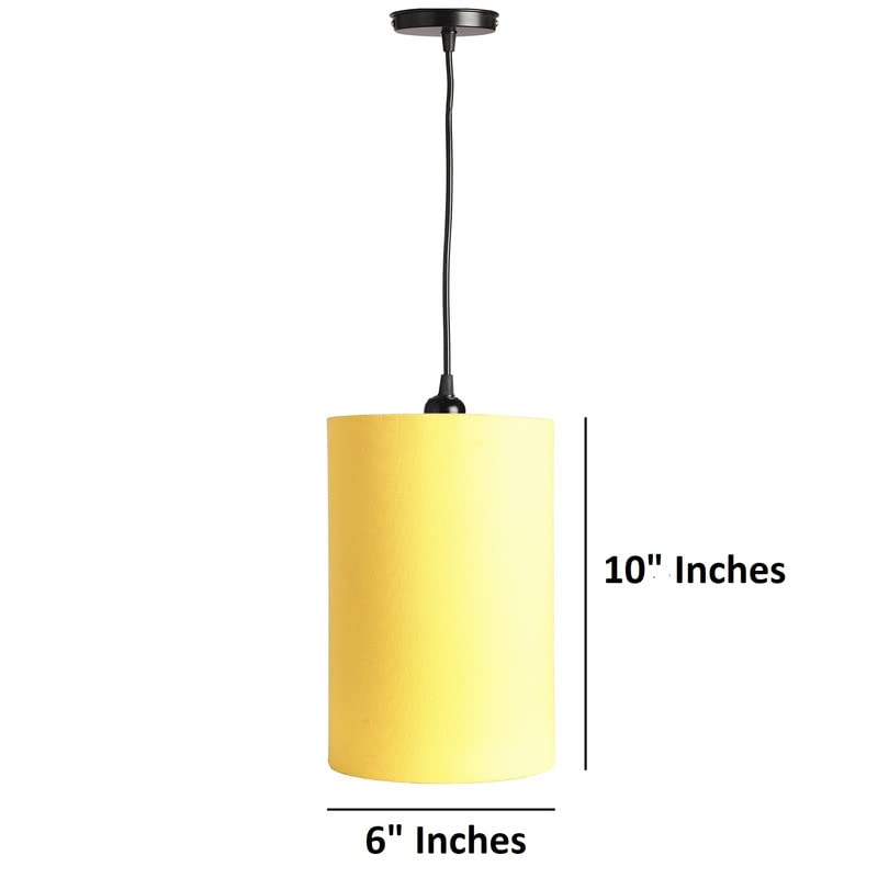 Image of Yellow Color, Classic Pendant Cylinder Lamp Shade, Decorative Light Lamp, Hanging Spotlight with Fixture (Beige), 40Watts, Black Canopy -: Pack of 1 (10 * 6 Inches)