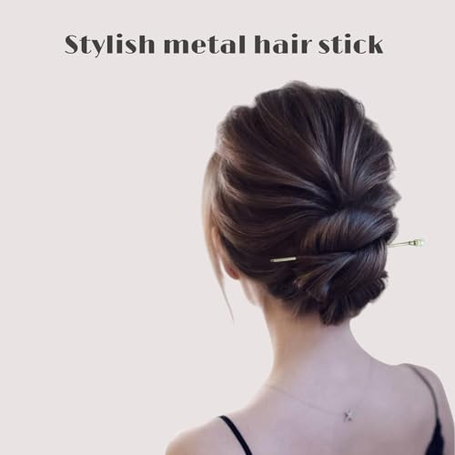 Image of INHEAVEN Metal Hair Sticks for girl Vintage Hair Chopsticks for Women Minimalism Irregular Curve Hair Sticks for Buns Chinese Hair fork for Women (stick 01)