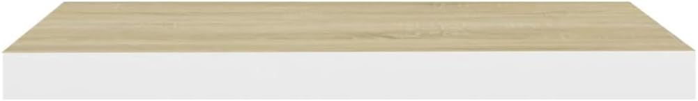 Wall Mounted Shelf,Suspended Wall Shelf,Wall Storage Shelves,for Wall Decor Living Room, Bedroom,Floating Wall Shelves 2 pcs Oak and White 23.6"x9.3"x1.5" MDF