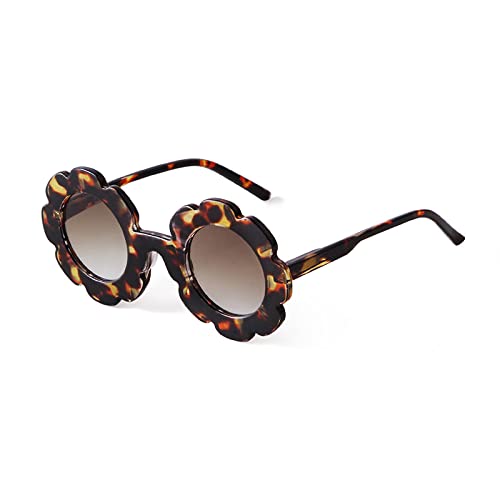 HMRGLMIE-Kids Sunglasses Girl Round Flower Frame Retro Cute Sun Glasses Children Shades UV400