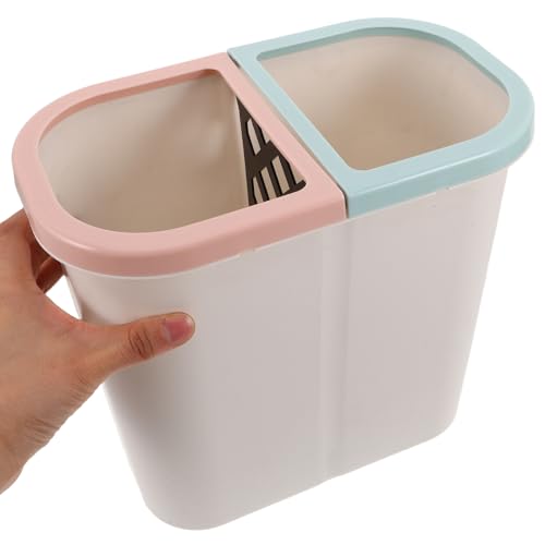 Caneca de basura rectangular blanca con compartimentos duales miniatura 4