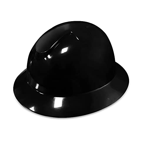 HYCOPROT Schutzhelm mit breiter Krempe, 6-Punkt-Ratschenfederung, dauerhaft Verstellbarer Kopfschutz belüfteter Sicherheitshelm (gelb) (Schwarz) Cover