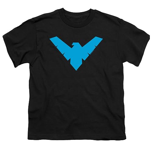 Popfunk Youth Nightwing Logo T Shirt for Boys & Stickers (Medium) Black