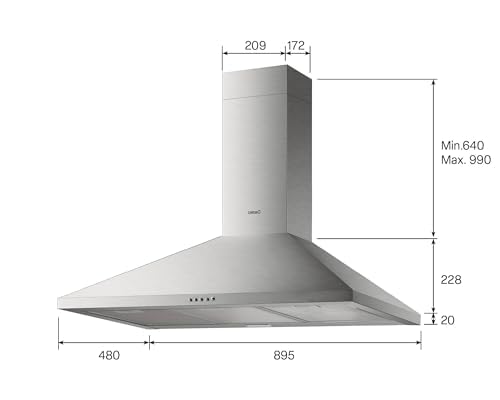 Cata | Campana Decorativa de Pared | Modelo V 9000 X | Campana Extractora | 3 Niveles de Extracción | Clase de Eficiencia Energética B | Acabado en Acero Inoxidable. - imagen 9