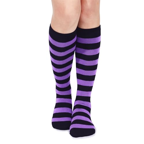 Image of Century Star Knee High Socks for Women Long Tube Socks with Stripes | Soft, Skin Friendly And Stretchy, Vibrant Colors Perfect For Daily Wear, Sports, Halloween And Christmas