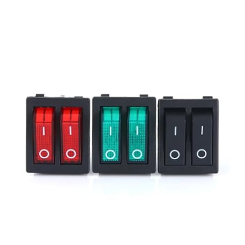 POWTAXBJGD KCD8 6PIN Rocker Switch Power Switch Duplex ON-Off 2Position 6 Pins with Light 16A 250VAC/ 20A 125VAC(RED and Green)