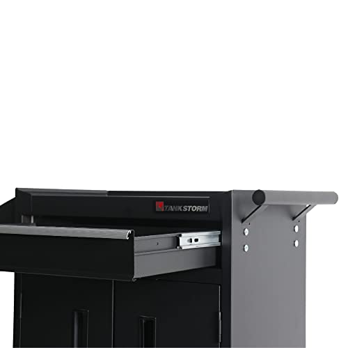 Tankstorm Tool Chest Heavy Duty Cart Steel Rolling Tool Box With Lockable Doors (Tz8 Black) #TOP2