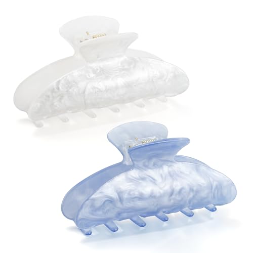 Image of CWJCYTNSN 2 PCS Blue Hair Claw Clips for Women Non-slip Claw Clips Strong Hold Large Hair Clips for Thick Thin Hair Elegant Hair Accessory for Girls