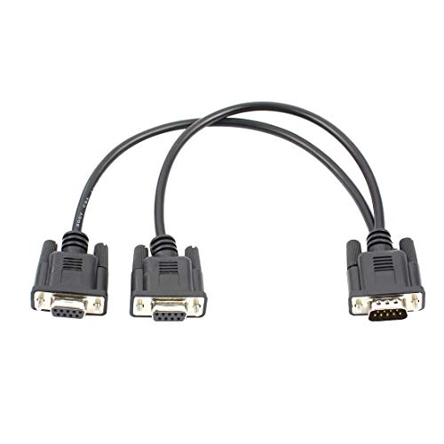 JMT DB9 9 Pines Puerto Serie Y Cable Macho a 2 Hembra Serial Rs232 Cable Divisor 2 en un Cable para Pantallas de Caja registradora (Negro)