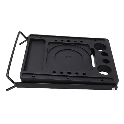 Plataforma de escalera plegable con estante multiusos de hierro para hogar y oficina 7