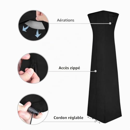 Easy-Going Housse de protection pour lampe de poche pyramide avec fermeture éclair et sac de rangement, housse imperméable pour chauffage d'extérieur résistante à la poussière, aux UV et au vent – vue 4